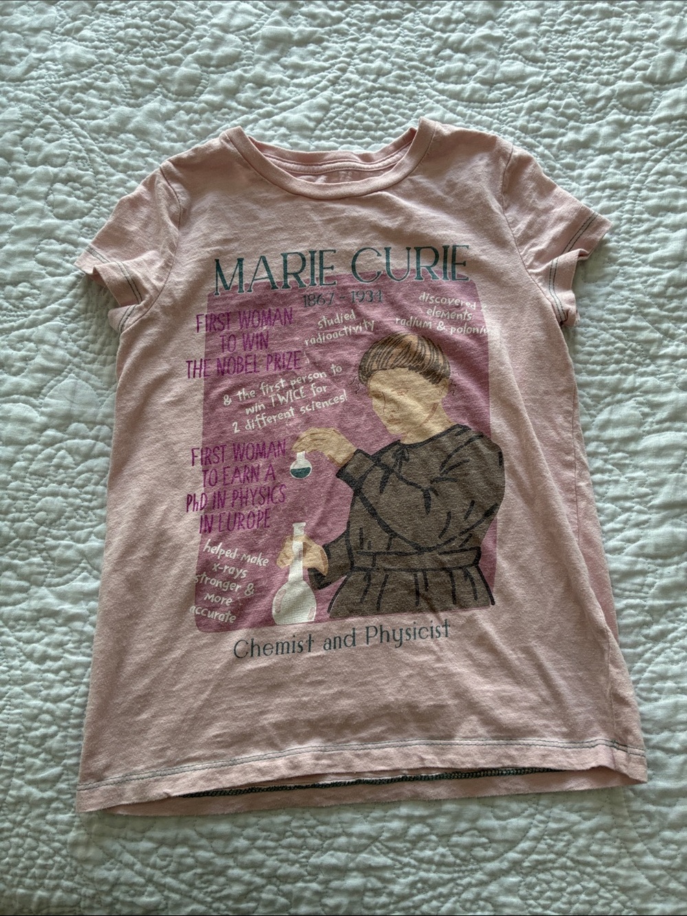 Peek Kids T Shirt Pale Pink Marie Curie 8